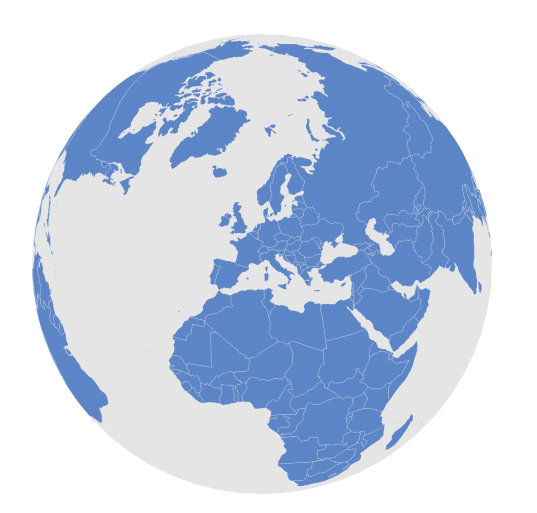 Globe showing Europe and the offices of Triton Technologies in ireland