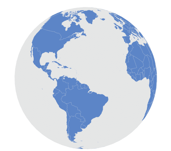 World globe showing the USA and EU